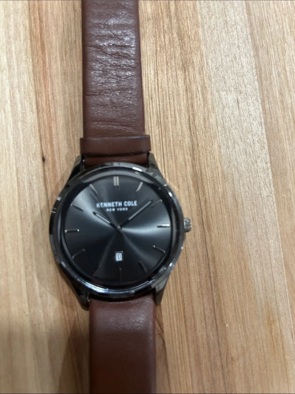 Kenneth Cole Men's Watch with Brown Leather Strap and Gray Dial
